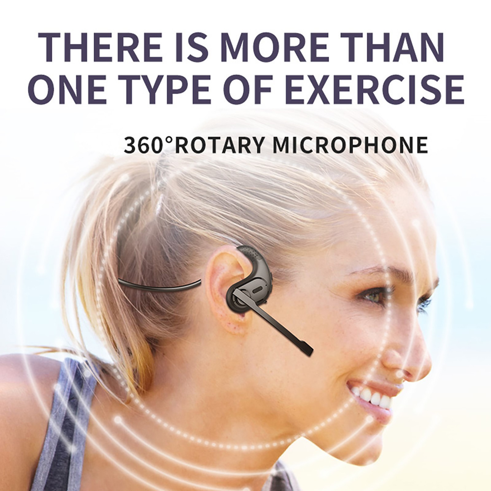 New Bluetooth 5.3 Wireless Air Conduction Open Ear Headset Detachable Mic