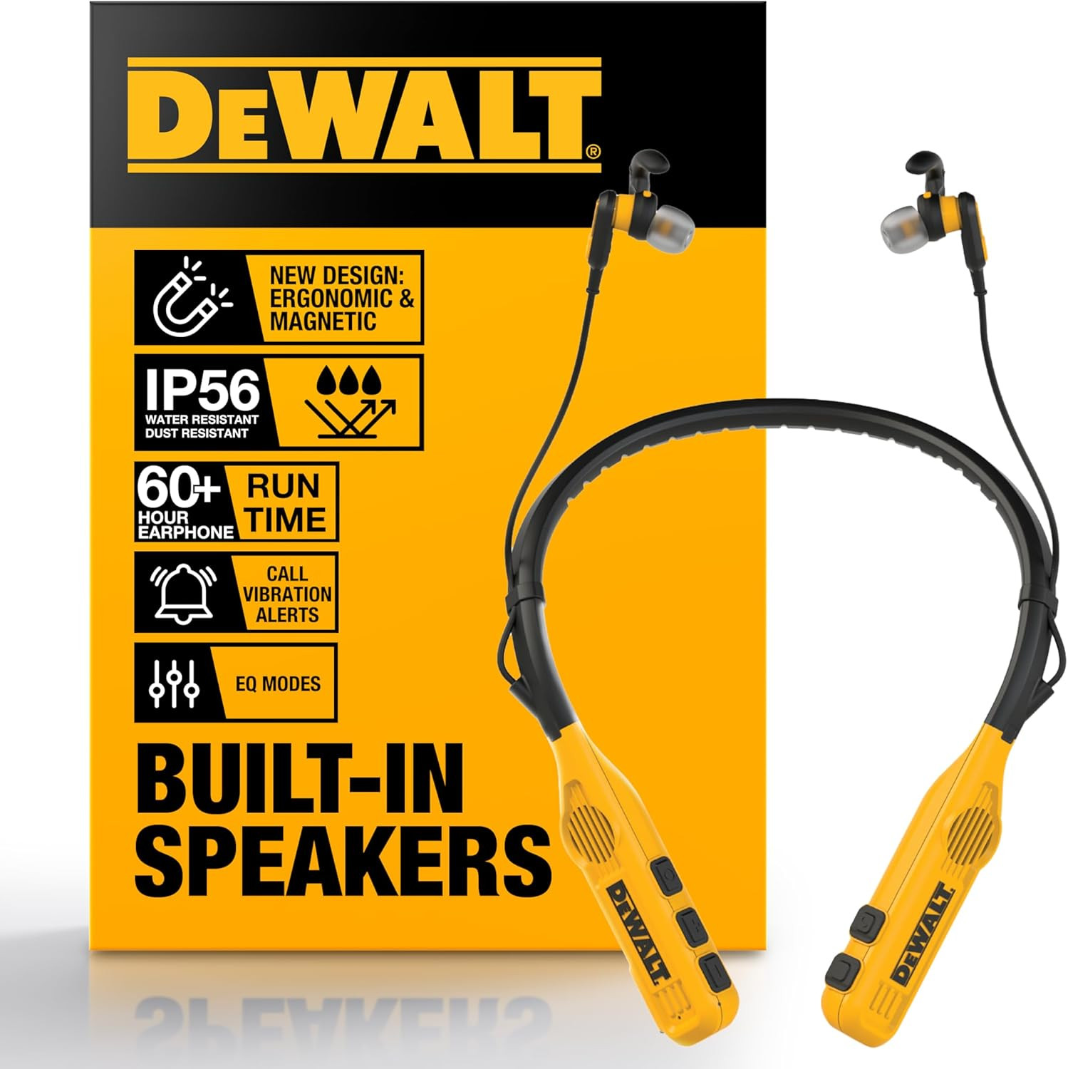 DEWALT Heavy Duty 2-In-1 Neckband Bluetooth Headphones W/Built-In Speakers, Jobs