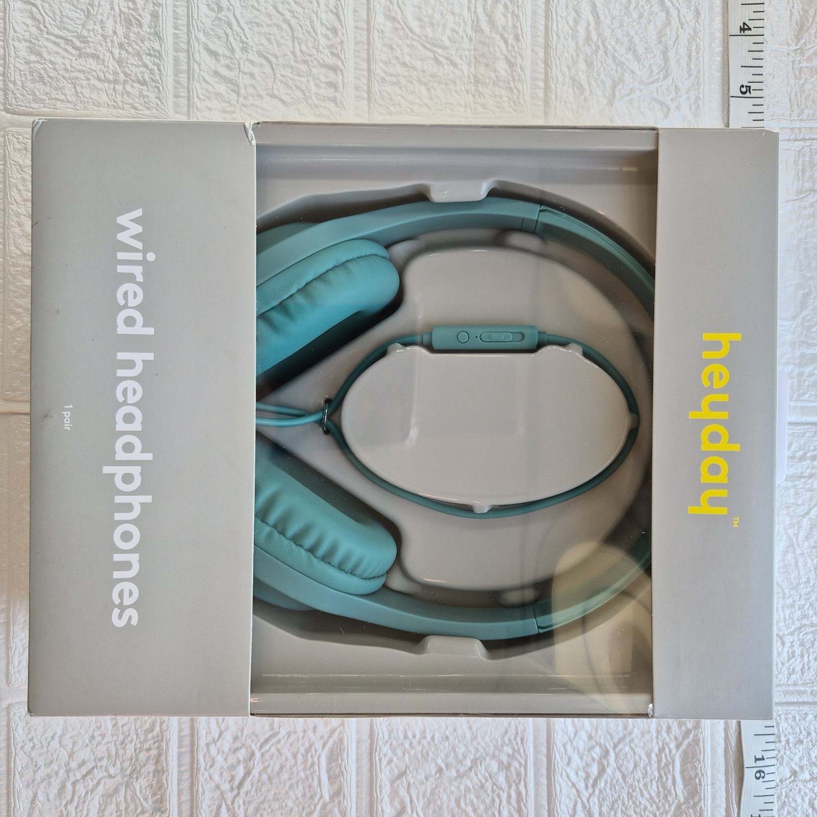 Aqua Teal Heyday Wired Headphones Outside Ear with Microphone New Sealed