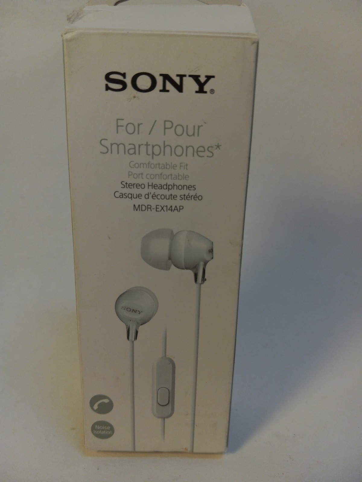 Sony MDREX14AP Noise Isolation Ear Bud Headphones for Smartphones-White