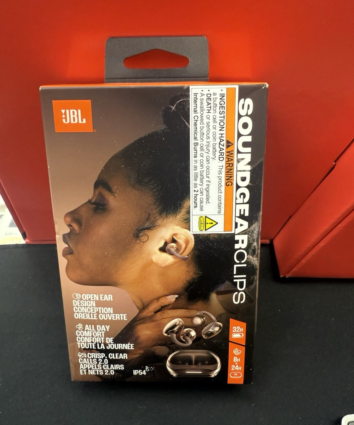 JBL Soundgear Clips Open-Ear Ear-Hook Bluetooth Wireless Earbuds, Black