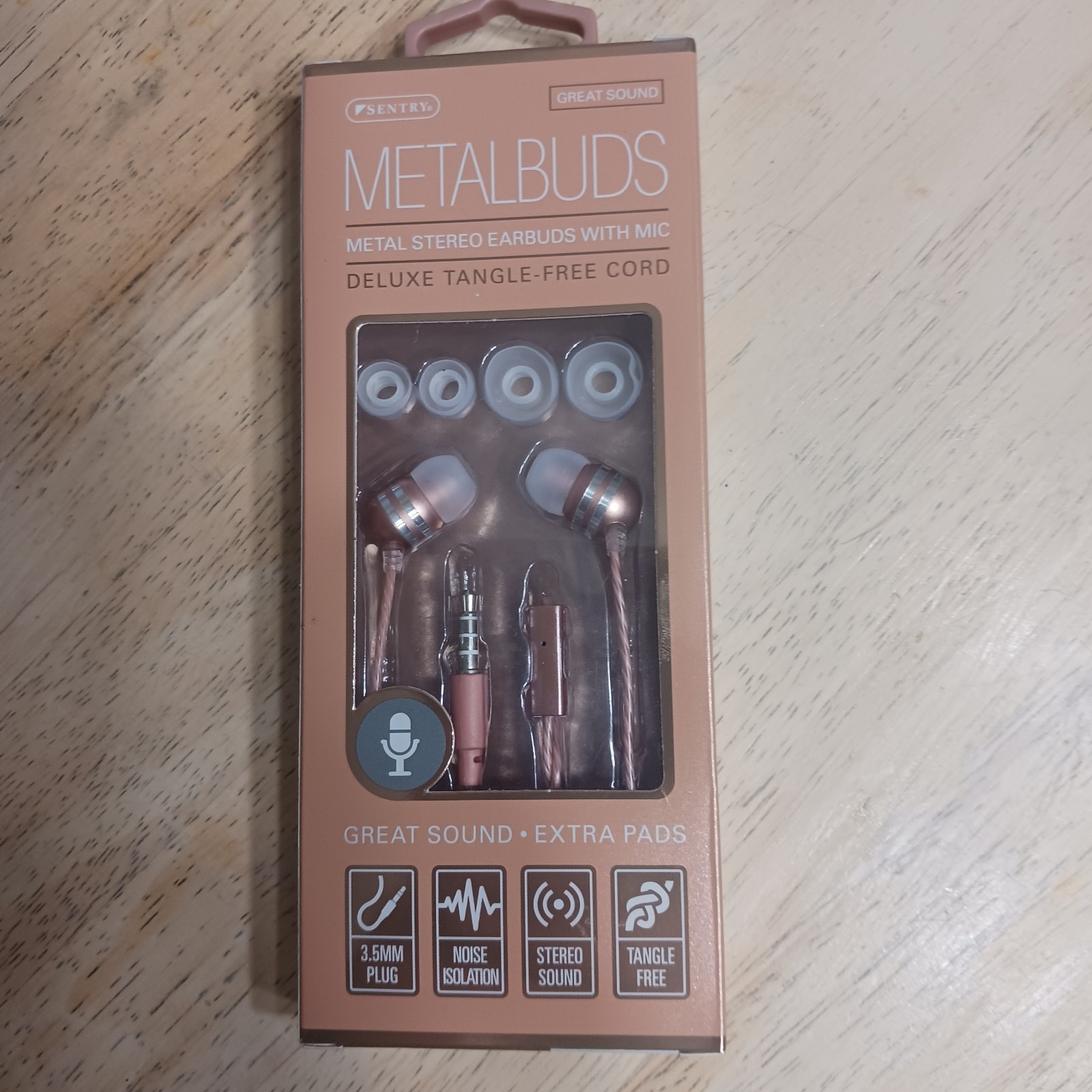 Sentry Metalbuds Ear Buds w/ Mic noise Isolation Tangle-Free Cord Lot Of 5