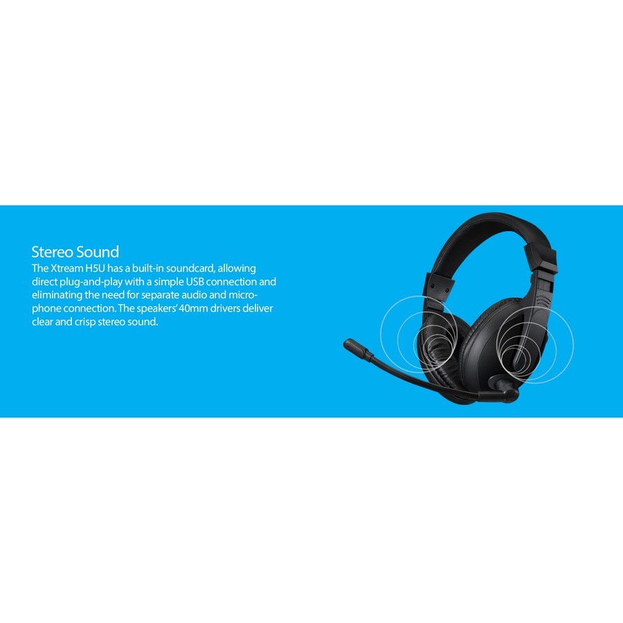 Adesso Xtream H5U – USB Stereo Headset with Microphone – Noise Cancelling – Wire
