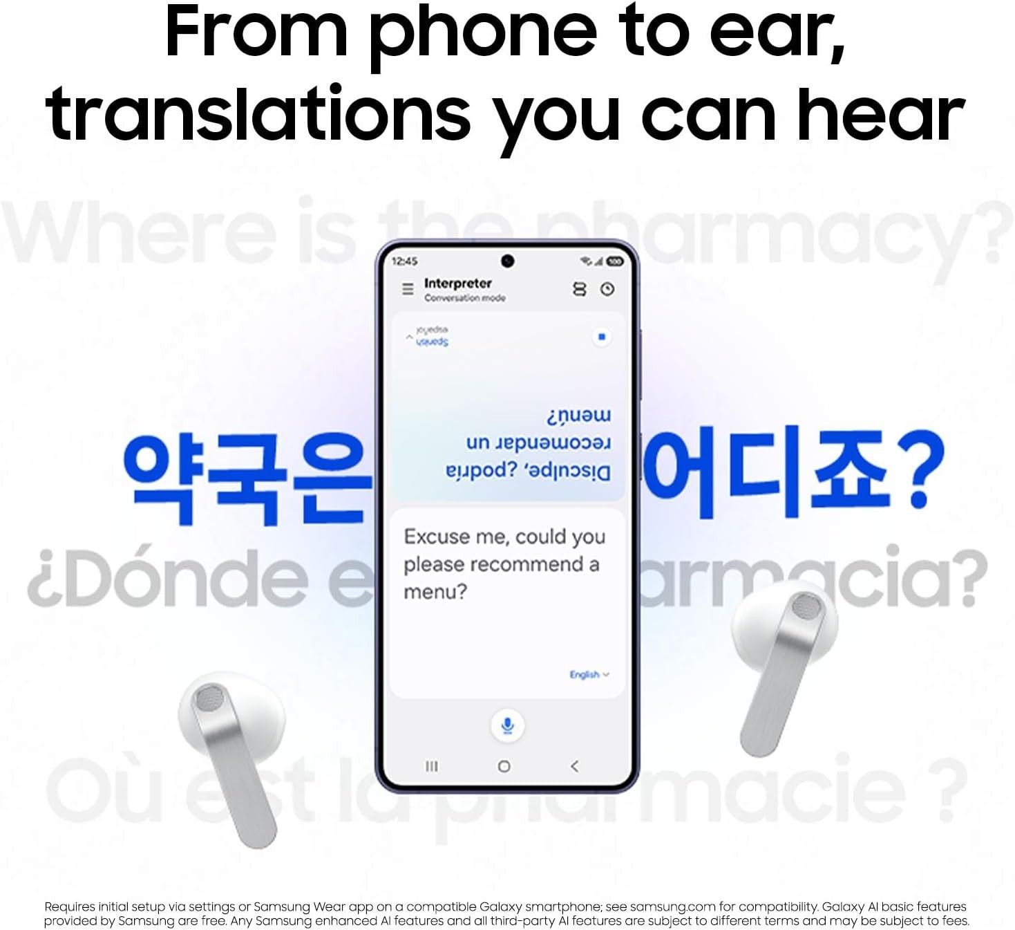 Samsung Galaxy Buds4 SM-R540 Wireless Earbuds Noise Cancelling Live Translation