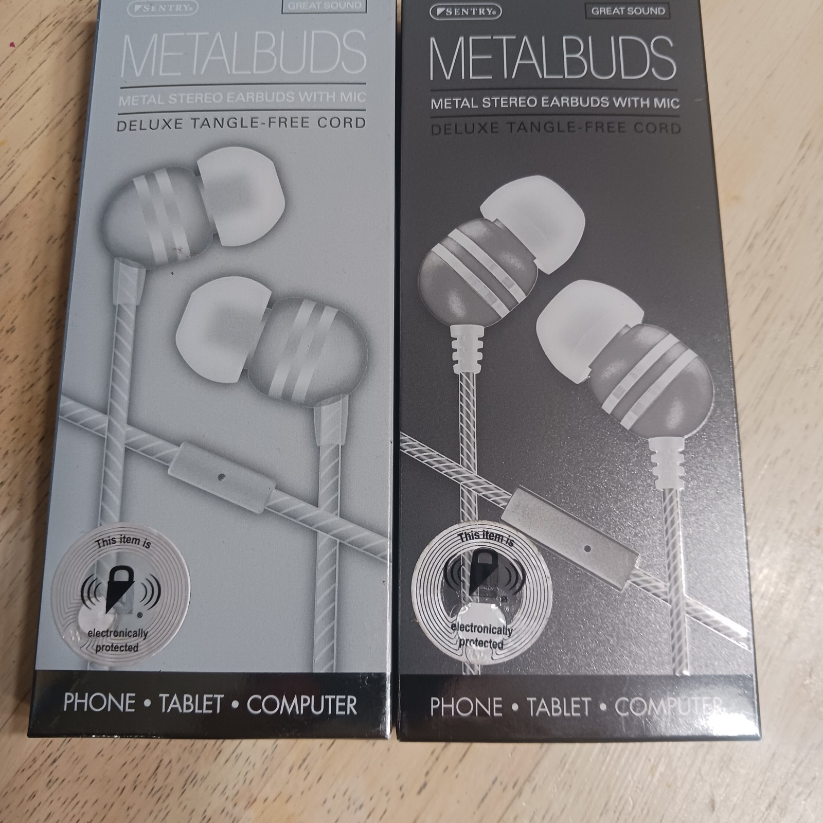 Sentry Metalbuds Ear Buds w/ Mic noise Isolation Tangle-Free Cord Lot Of 5