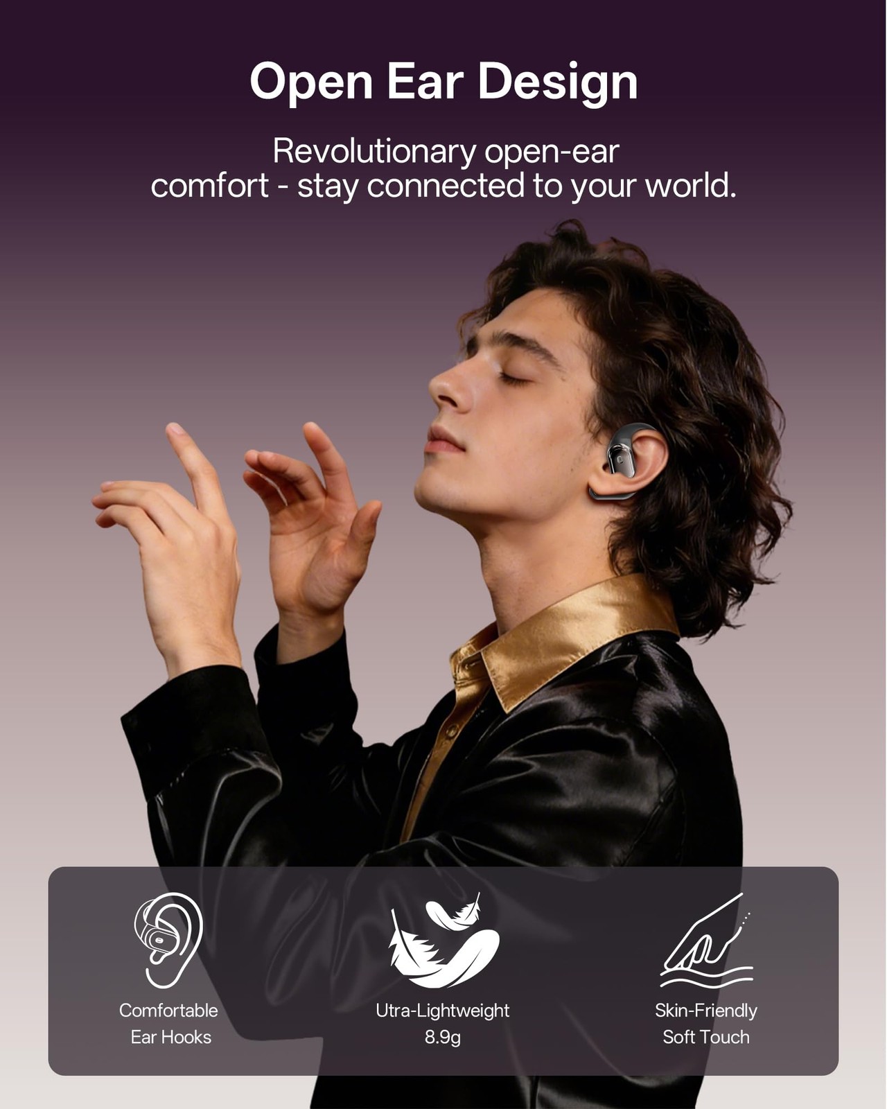 Open Ear Headphones, Over Ear Earbuds with Ear Hooks, True Wireless Bluetooth…