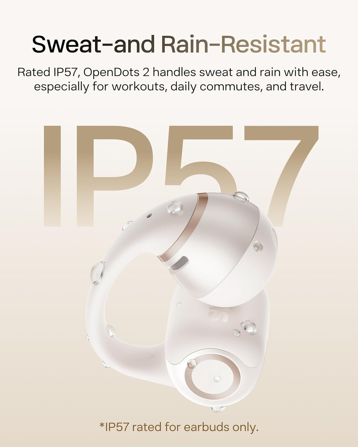 SHOKZ Opendots 2 Open-Ear Clip-On Earbuds, White, Dolby Audio, 3 Mics | IP57; Bl