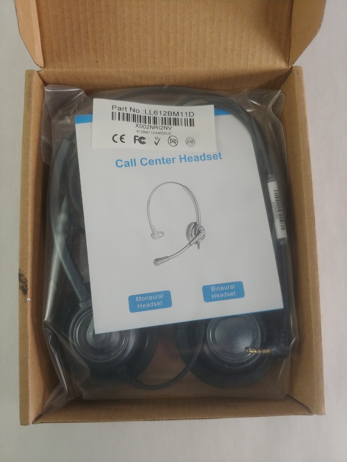 New Oppetec LL612BM11D Dual Ear Noise Cancelling Microphone Headset 2.5mm Jack