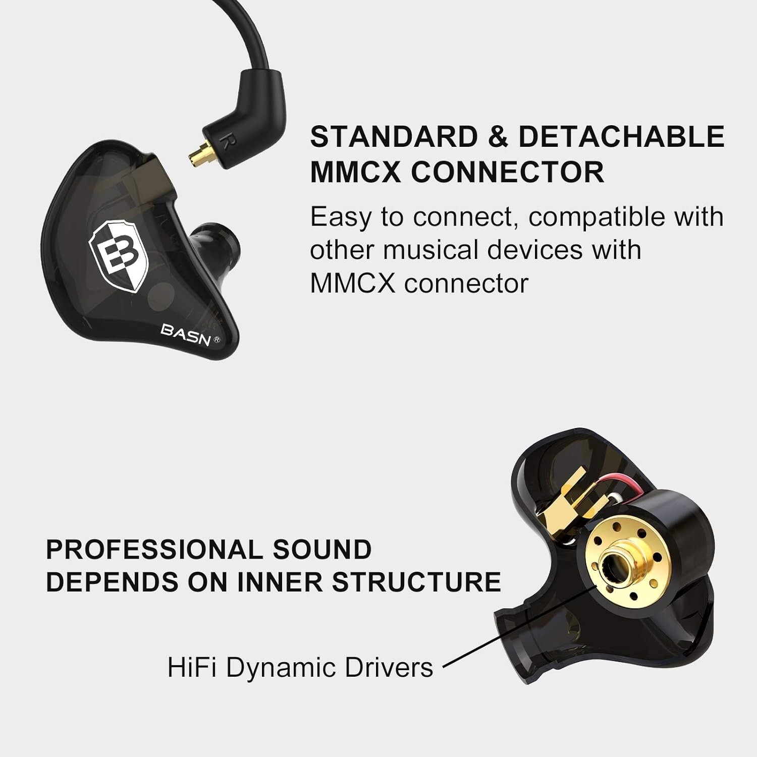 Bsinger In-Ear Monitor Headphones: Pro Sound Isolation with Dual Drivers Black