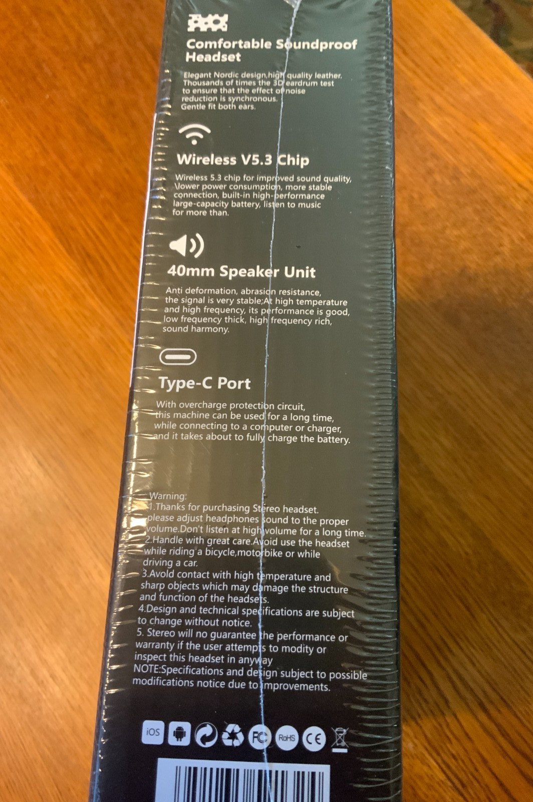 WH-35Max Bluetooth Headphones –40mm Speaker, Wireless V5.3, Black – Sealed