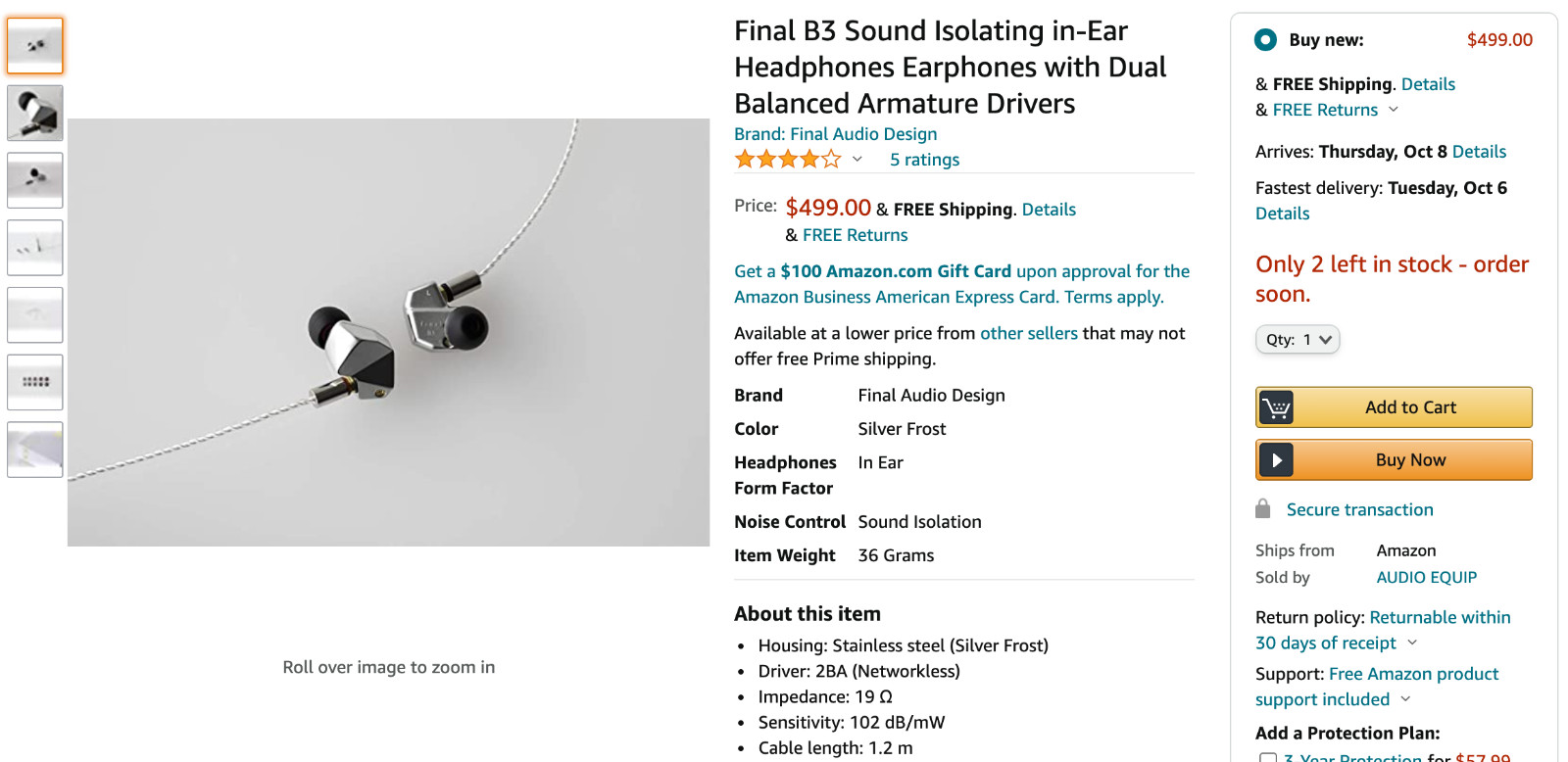 Final Audio B3 (OPEN BOX) IEM 9.5/10 Condition (Silver)