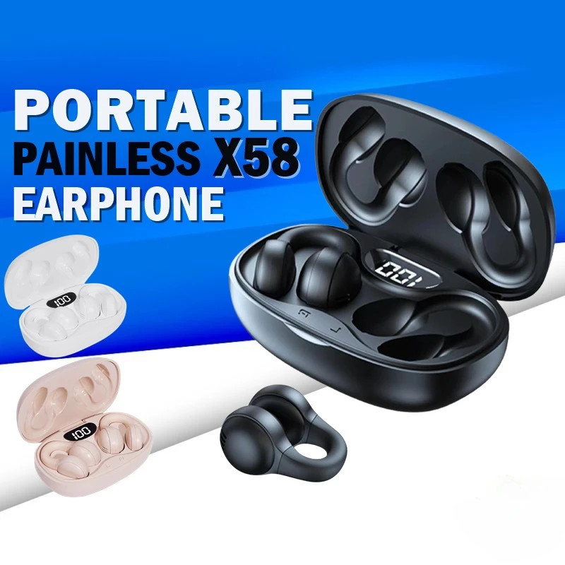 Open Ear Bone Conduction Headphones Bluetooth 5.3 Wireless Clip On Earbuds Adult