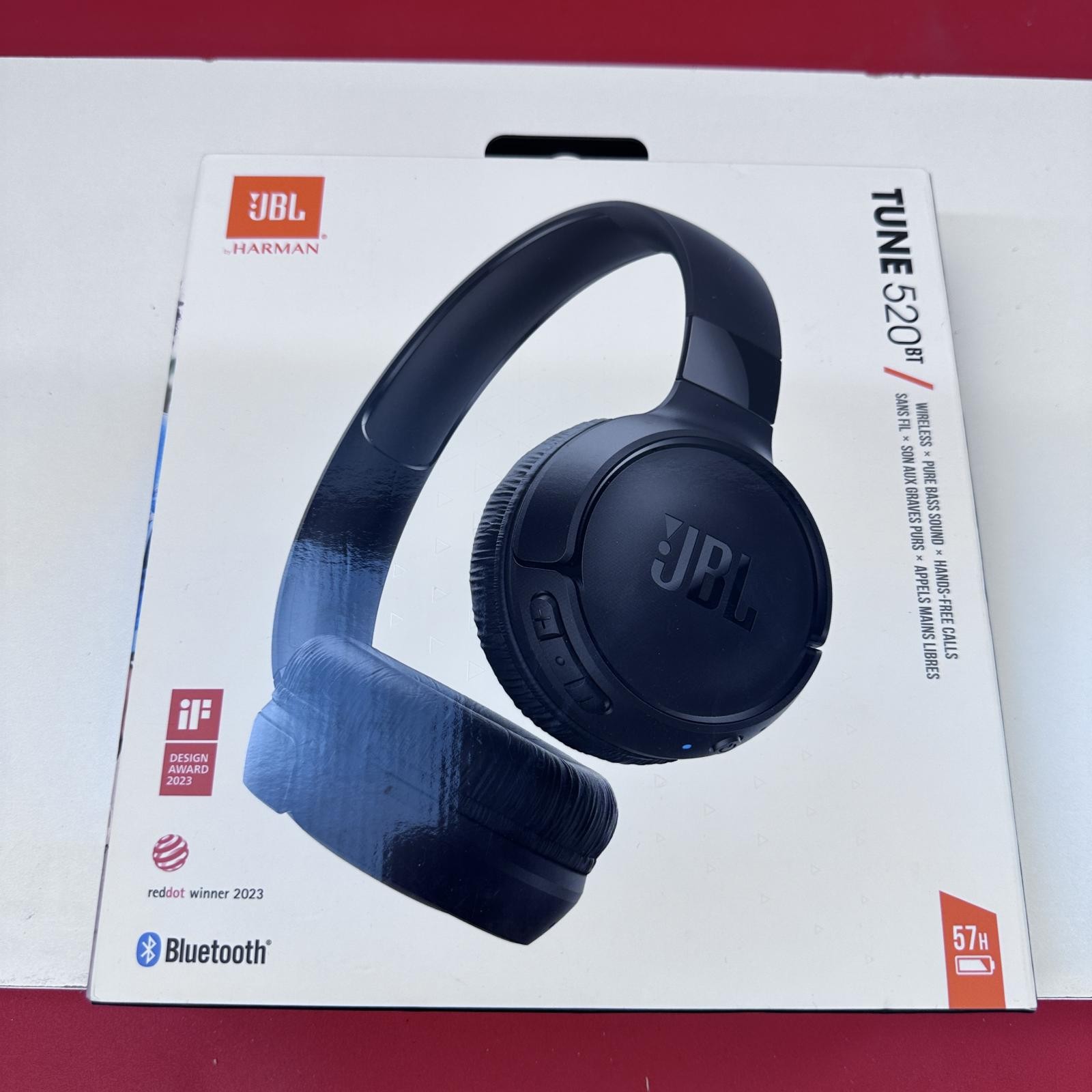 JBL Tune 520BT Wireless On-Ear Headphones Black, Pure Bass Sound