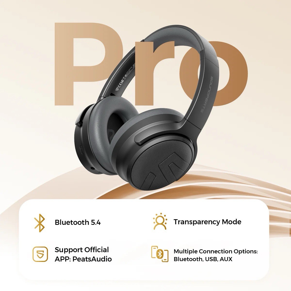 SoundPeats Space Pro Hi-Res Audio with LDAC and -47dB Hybrid ANC Driver 40mm x 2
