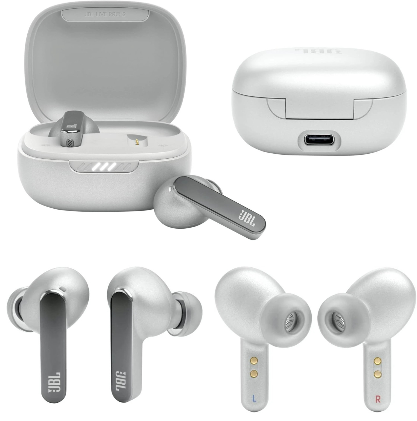 JBL Live Pro 2 TWS True Wireless Noise Cancelling Earbuds – Silver