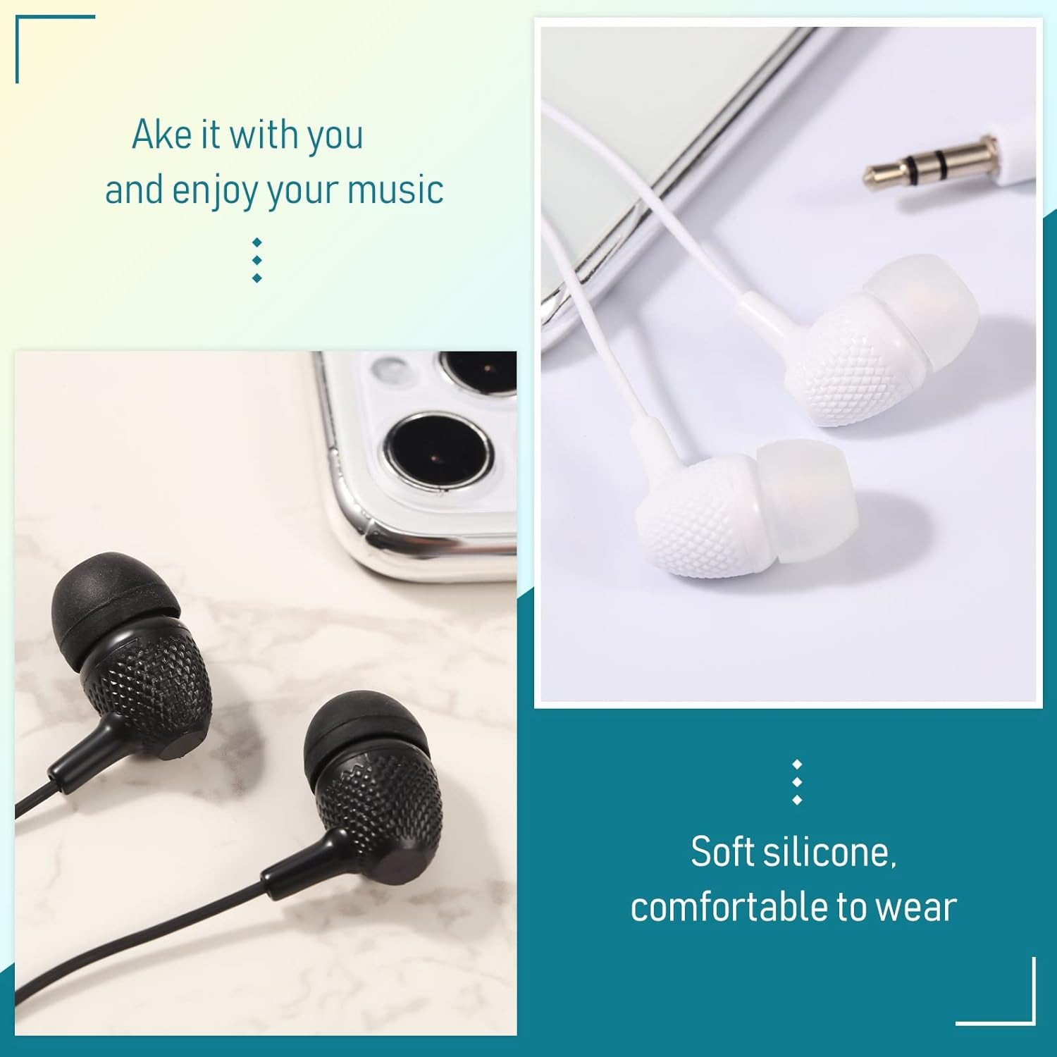 200 Pack Earbuds Bulk Earphones 3.5 Mm Classroom Headphones for Adult Assorted C