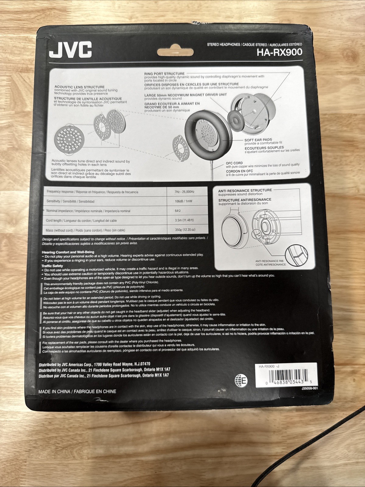 JVC HARX900 Premium Audio Full-size Around Ear Headphones – 50mm Driver (Black)