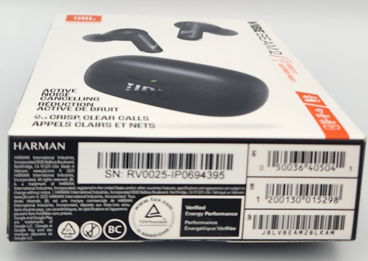 JBL Vibe Beam 2 – True Wireless Noise Cancelling Earbuds – Black Brand New