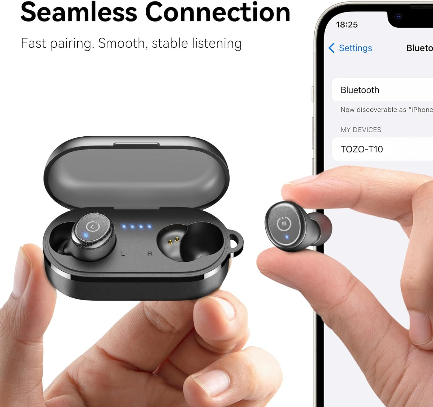 T10 Wireless Earbuds Bluetooth 5.3 Headphones, App Customize EQ, Ergonomic Desig