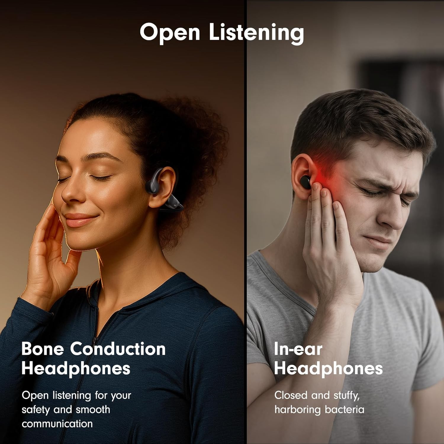 Bone Conduction Bluetooth Headphones Wireless Sports Running IPX5 Waterproof