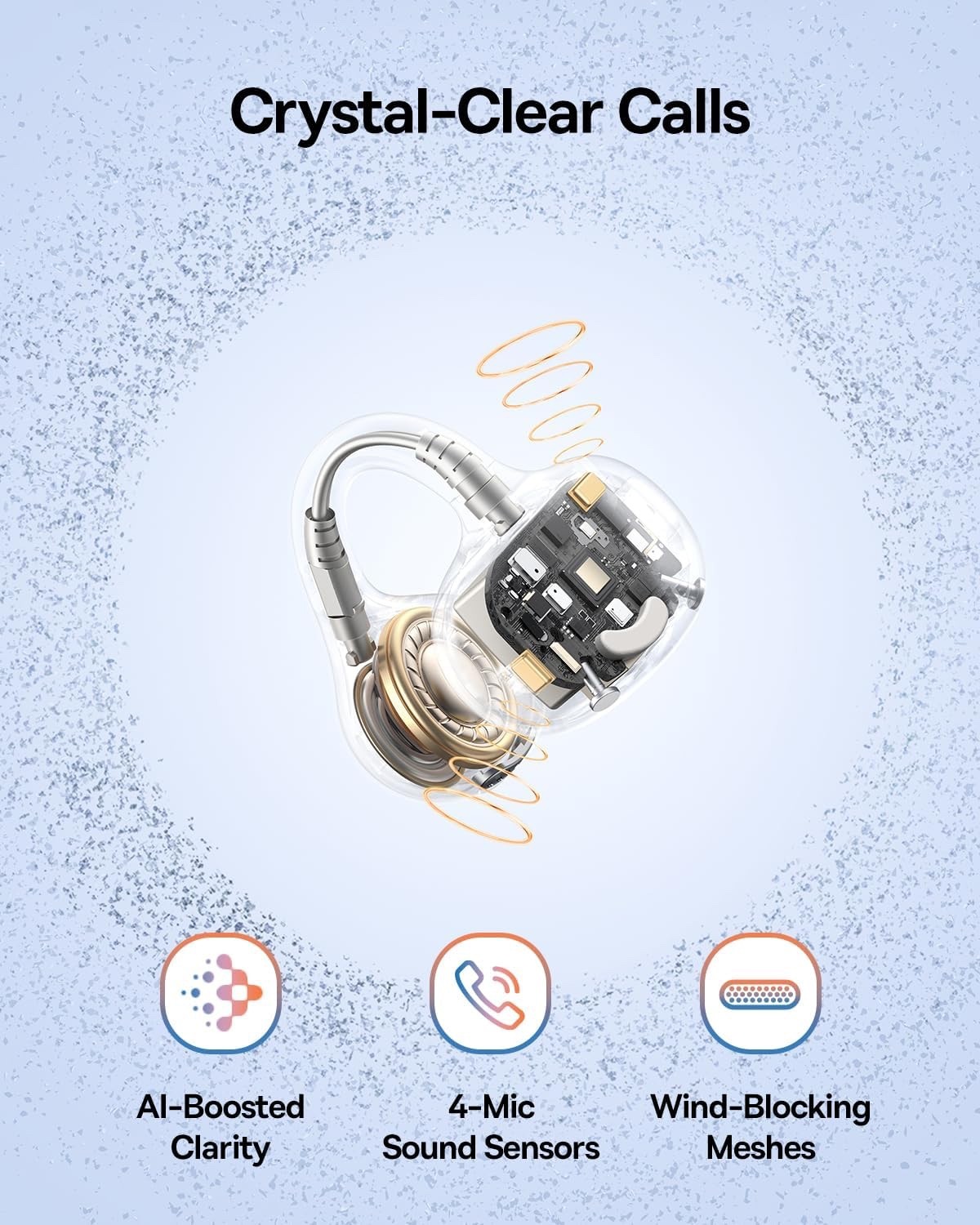 Baseus Bass BC1 Open Ear Earbuds Clip-On Headphones, Open Ring, Button Control