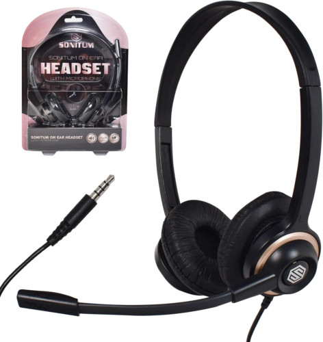 Headset with Microphone – Noise Canceling Computer for 1 Pack, 1 Black