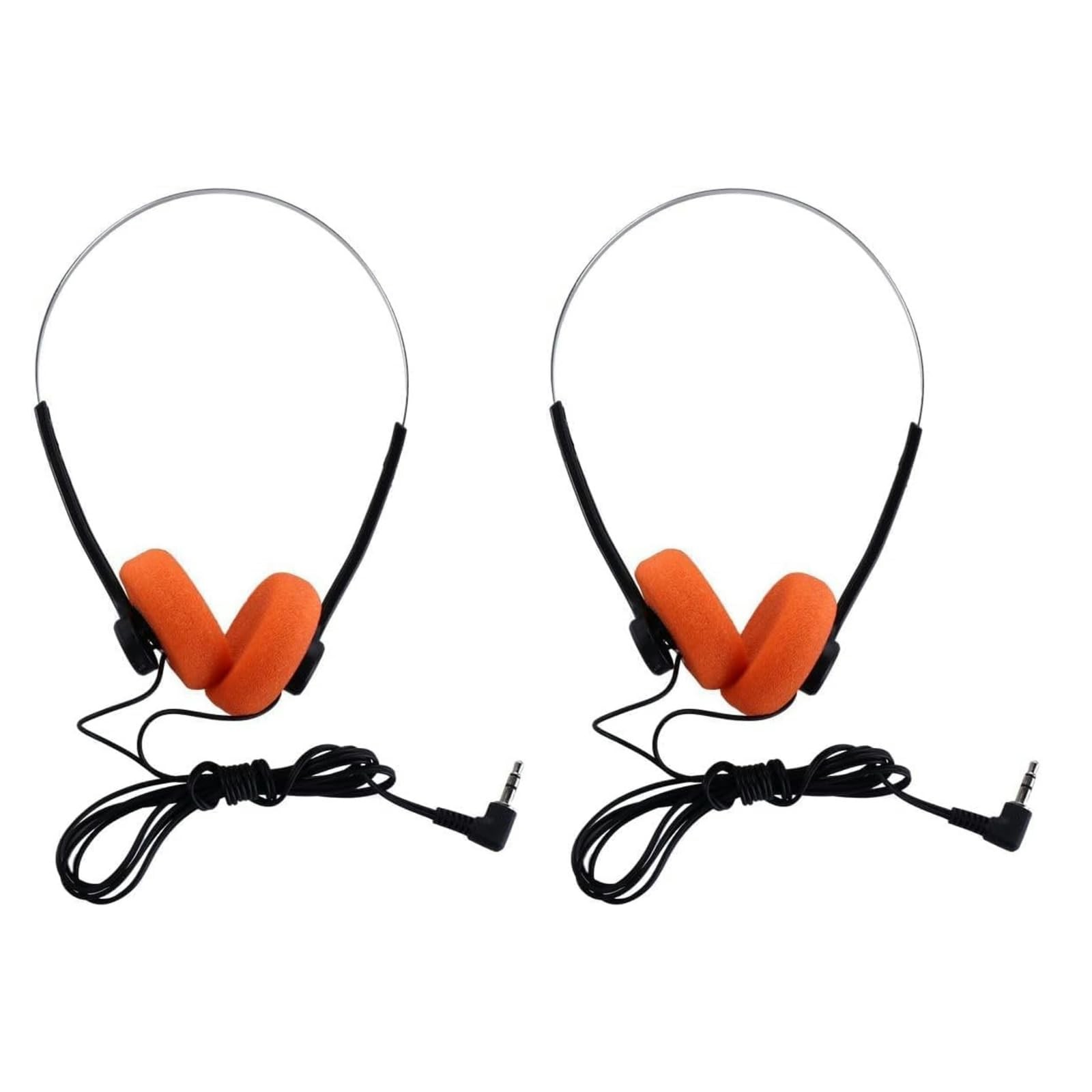 2Pcs Orange Retro On-Ear Headphones,Wired Stereo Headphones, Walkman Headphone,