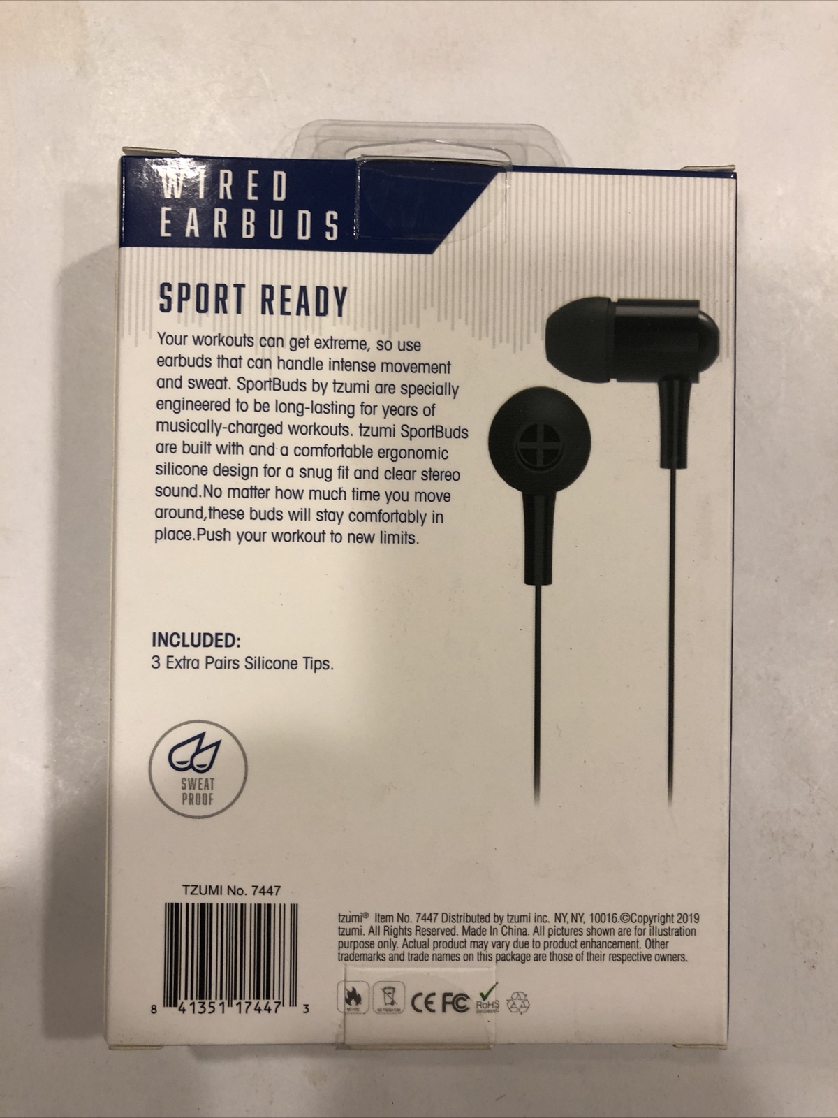 Sports Ready Wired earbuds by Tzumi Includes Three Extra Pairs Silicone Tips