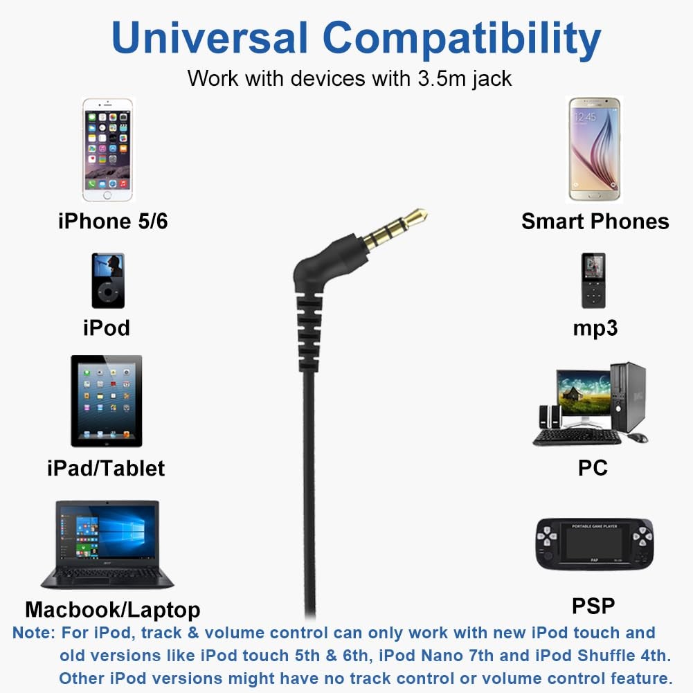 Wired Open Ear Headphones Microphone Volume Control Wrap Around Ear Hook