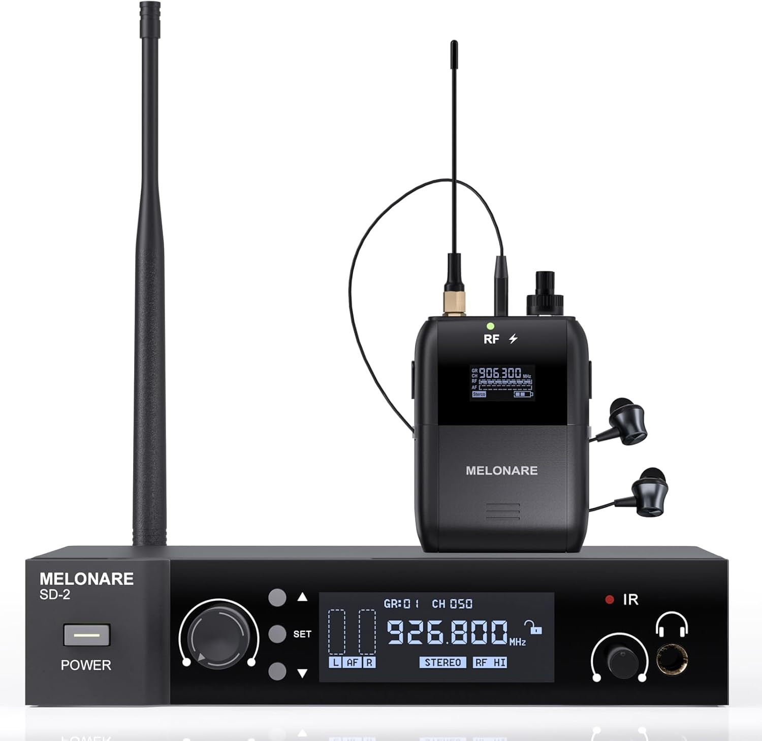 Wireless In-Ear Monitor System, Auto Scan IEM System Stereo W/Bodypack Receiver