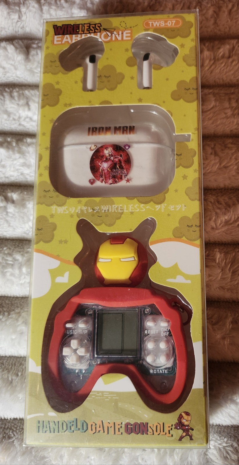 Ironman Wireless Earbuds W) Charging Compartment & Handheld Game- NEW