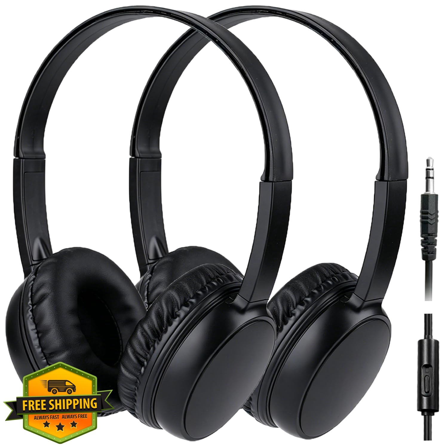 Wensdo 2 Pack Kids Headphones Microphone 2Black