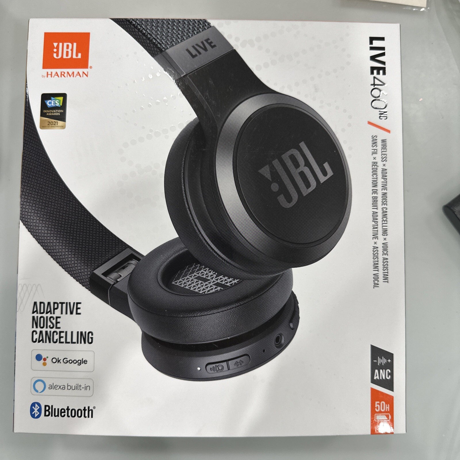 JBL Live 460NC Wireless On-Ear Noise-Cancelling Headphones – Black