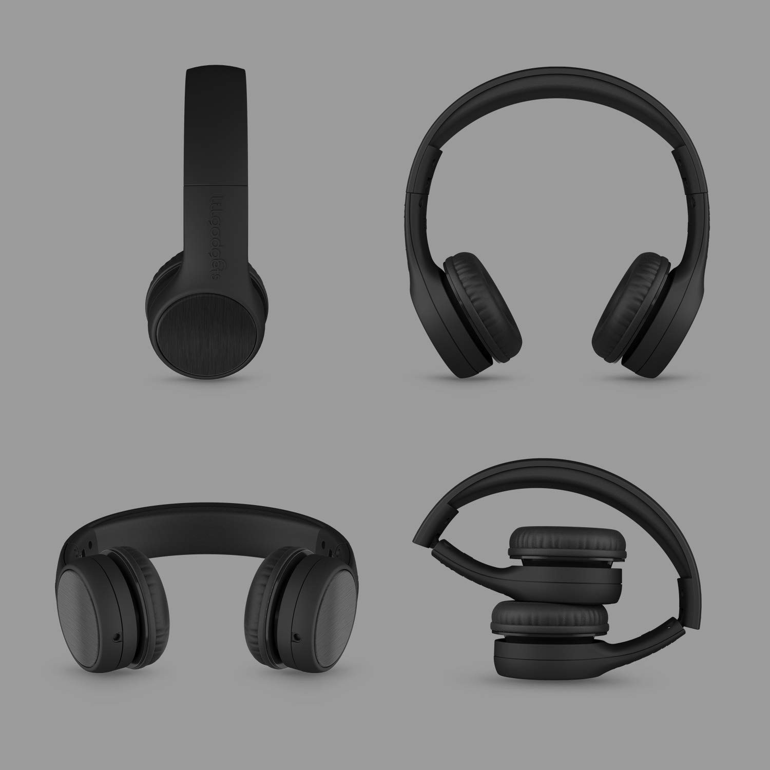 LilGadgets Connect+ Style On-Ear Kids Headphones with Microphone – Black