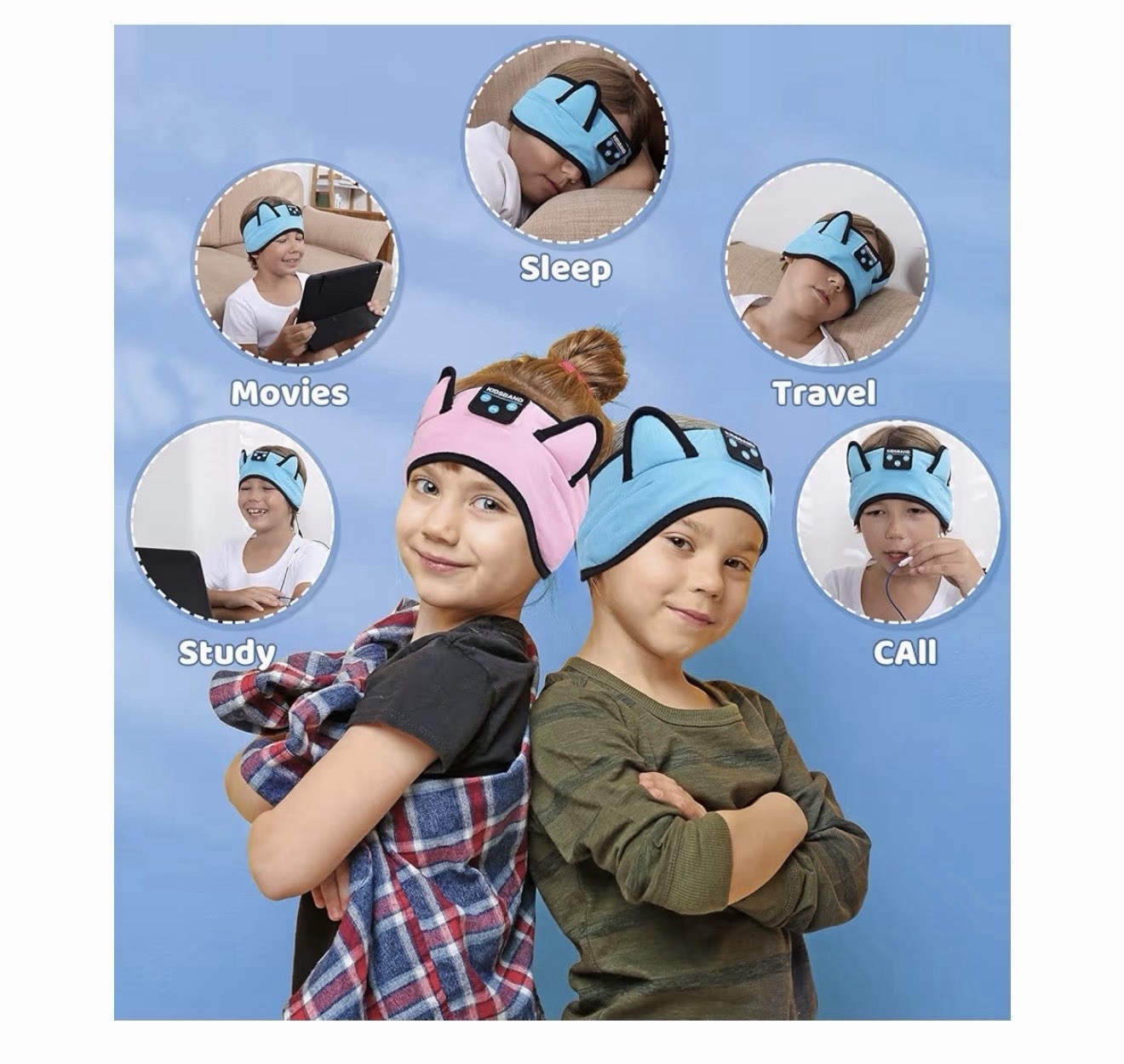 Kids Headphones, Bluetooth Headphones for Kids with Adjustable Headband, 3.5 MM