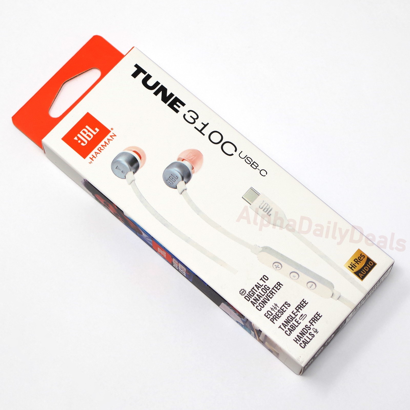 JBL Tune 310C USB-C Digital Stereo In-Ear Wired Headphones Mic Remote White