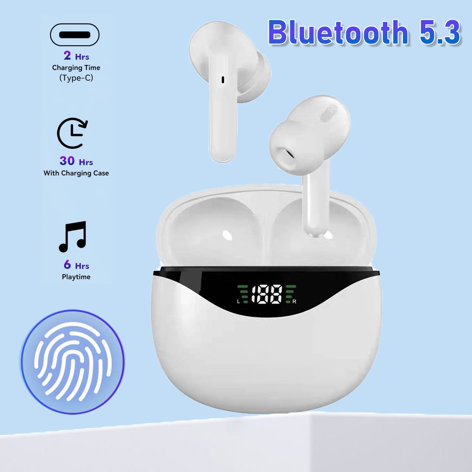 Bluetooth Earbuds Headset 5.3 Wireless Noise Cancelling TWS Trucker Waterproof