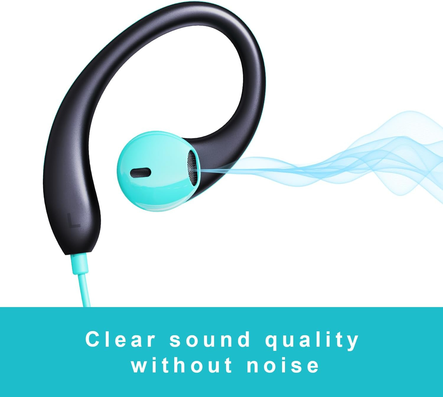 Upgrade Wired Sports Earbuds with Ear Hooks, Running Headphones Secure Fit Wrap
