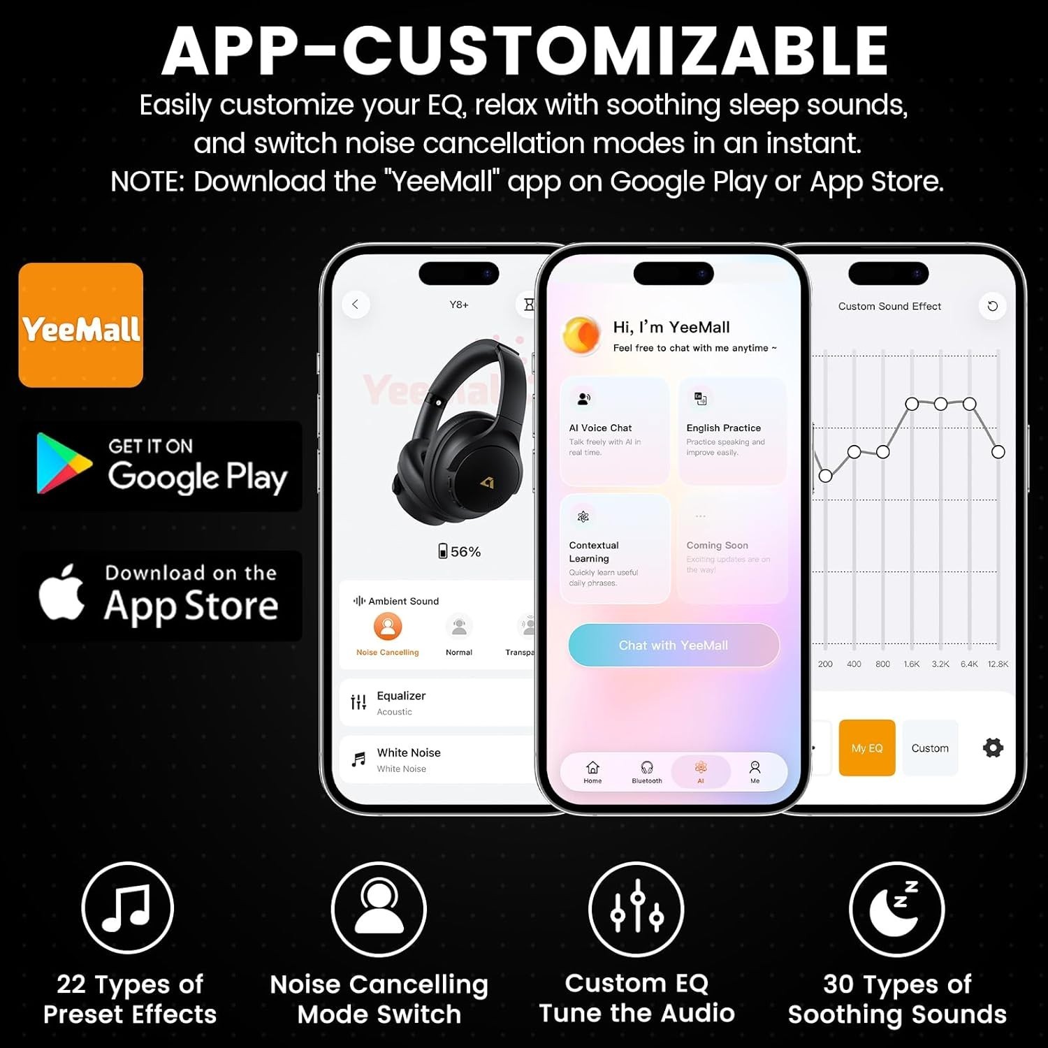 1Mii Y8+ Noise Cancelling Headphones Bluetooth 6.0, Wireless LDAC Hi-Res Audio