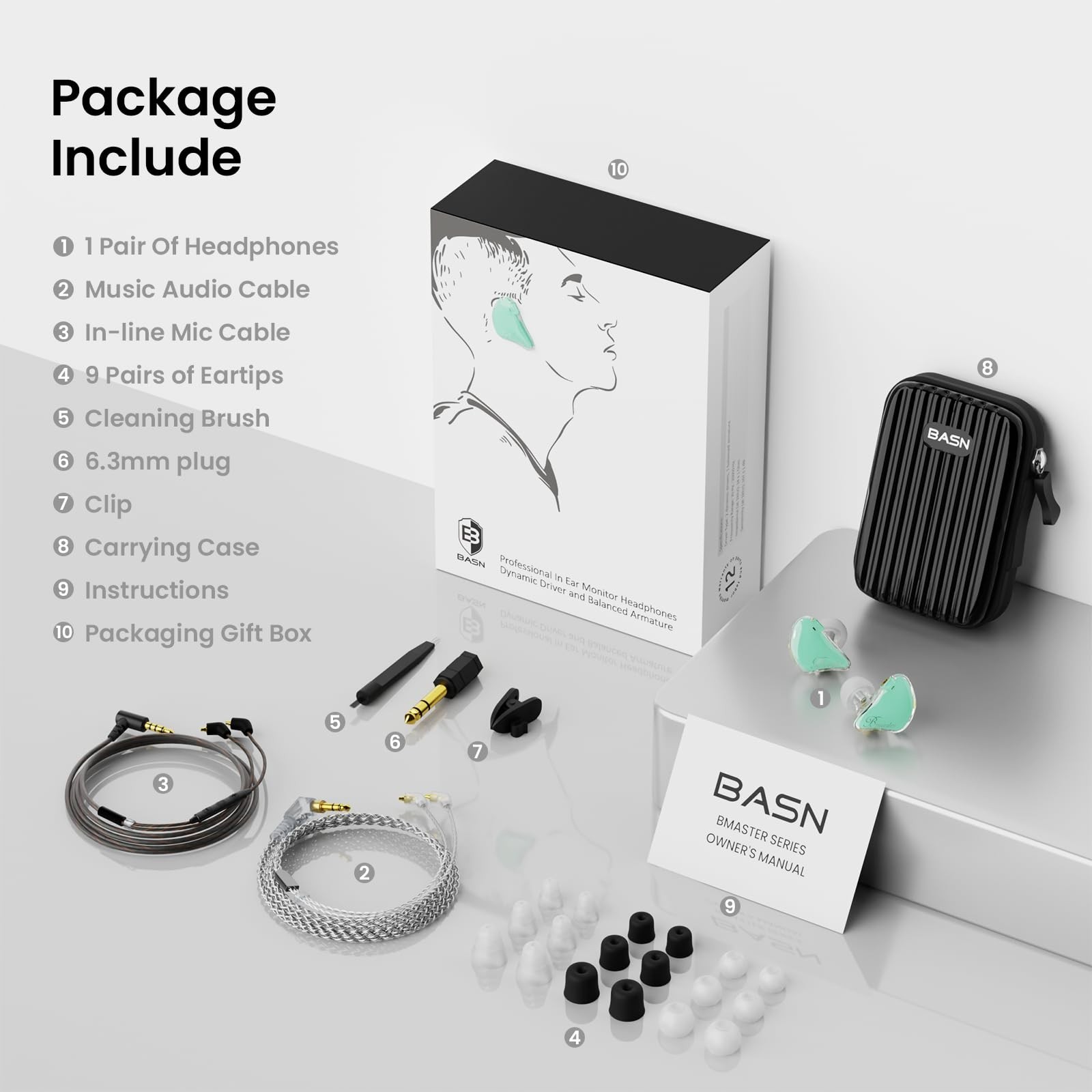 Triple Driver In-Ear Monitor Headphones, HiFi Stereo Earbuds, Noise Isolation, P