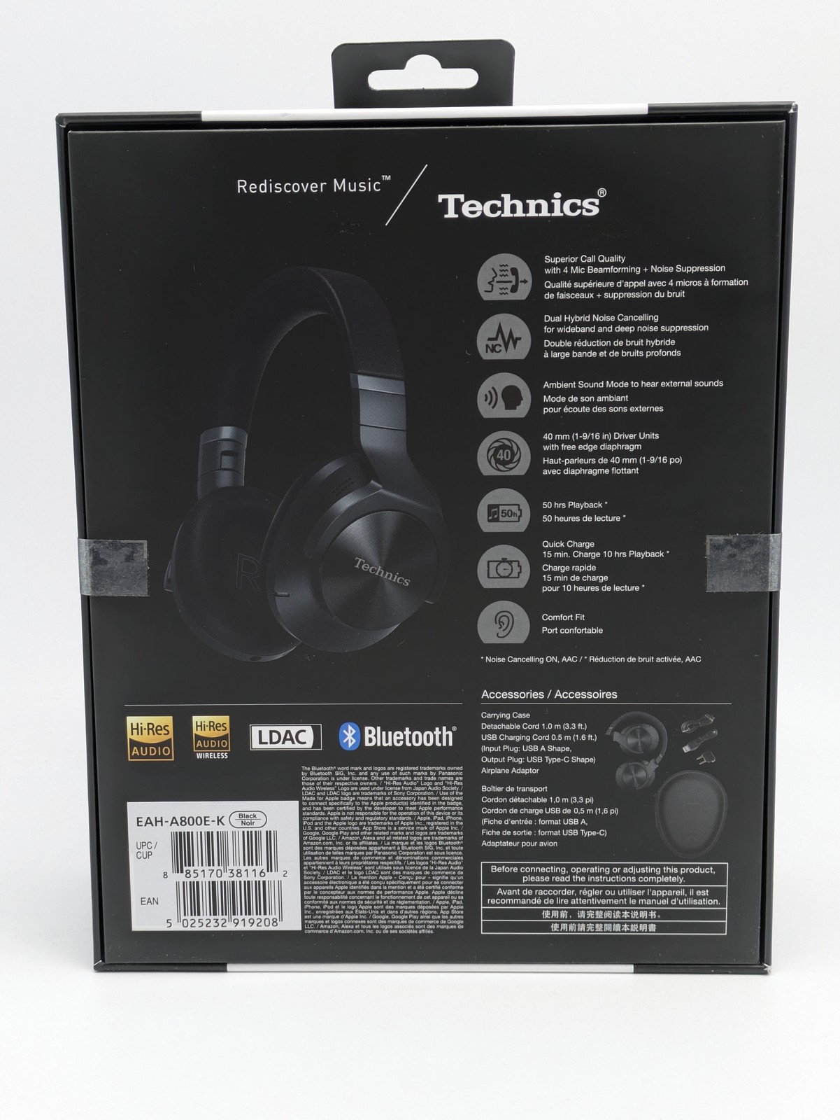Technics A800 Noise Cancelling Wireless Over-Ear Headphones Black | EAH-A800E-K
