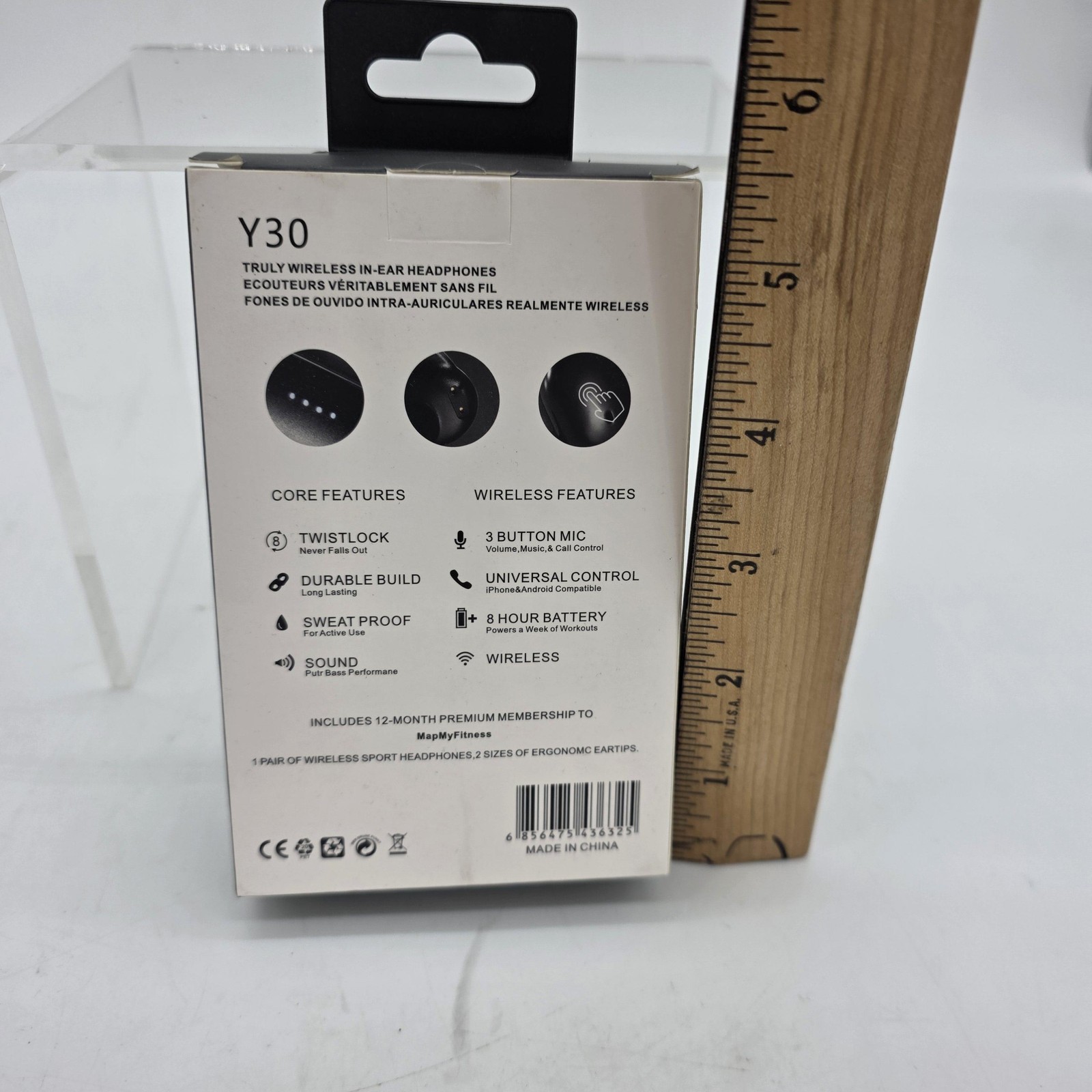 Y30 Wireless In-Ear Headphones Black Stereo Bluetooth Earbuds Charging Case