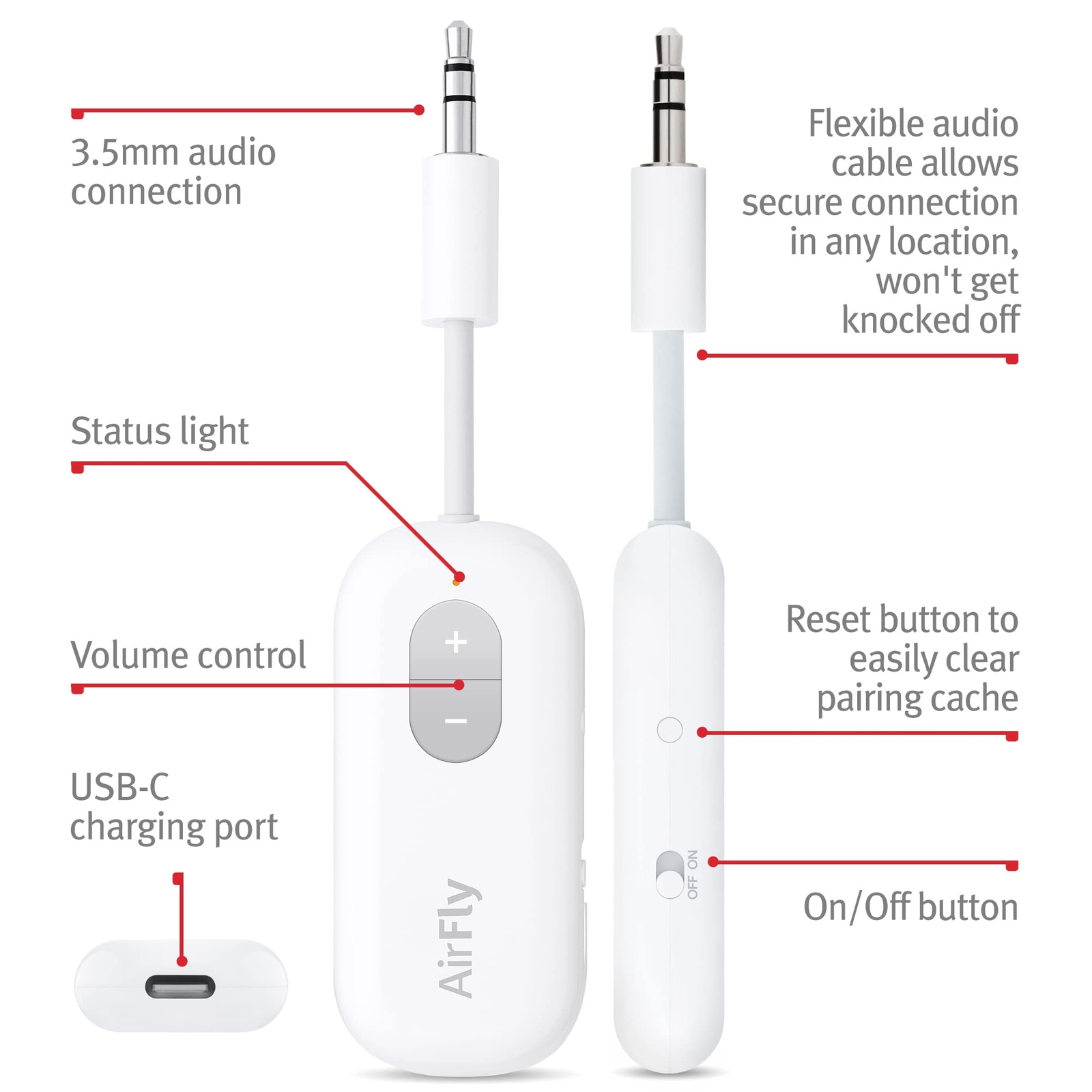 Twelve South AirFly Wireless Audio Adapter for AirPods Earbuds Headphones