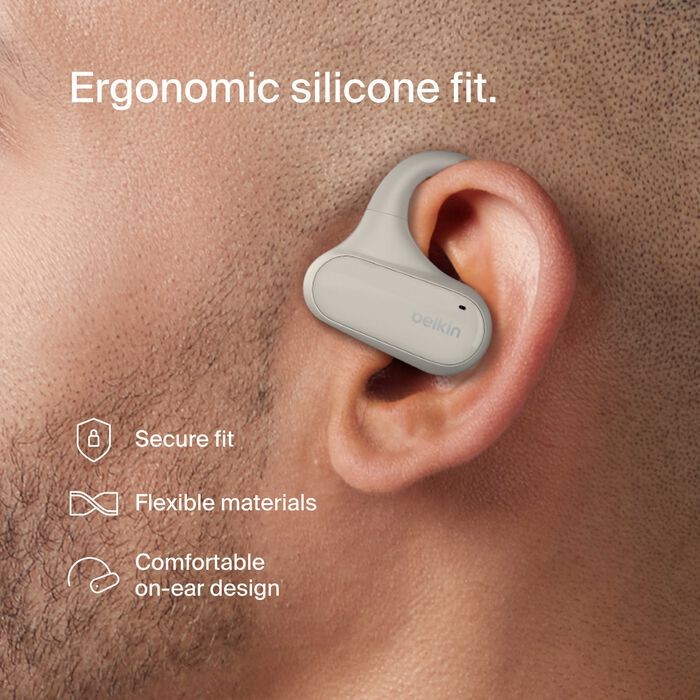 Belkin Open-Ear Earbuds | iPhone Compatible | Secure Ear Hooks for Gym & Running