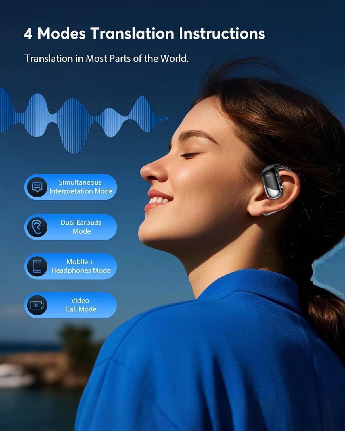 Real-Time AI Translation Earbuds – 198 Languages, Bluetooth 6.1, Touch Case, 4-i