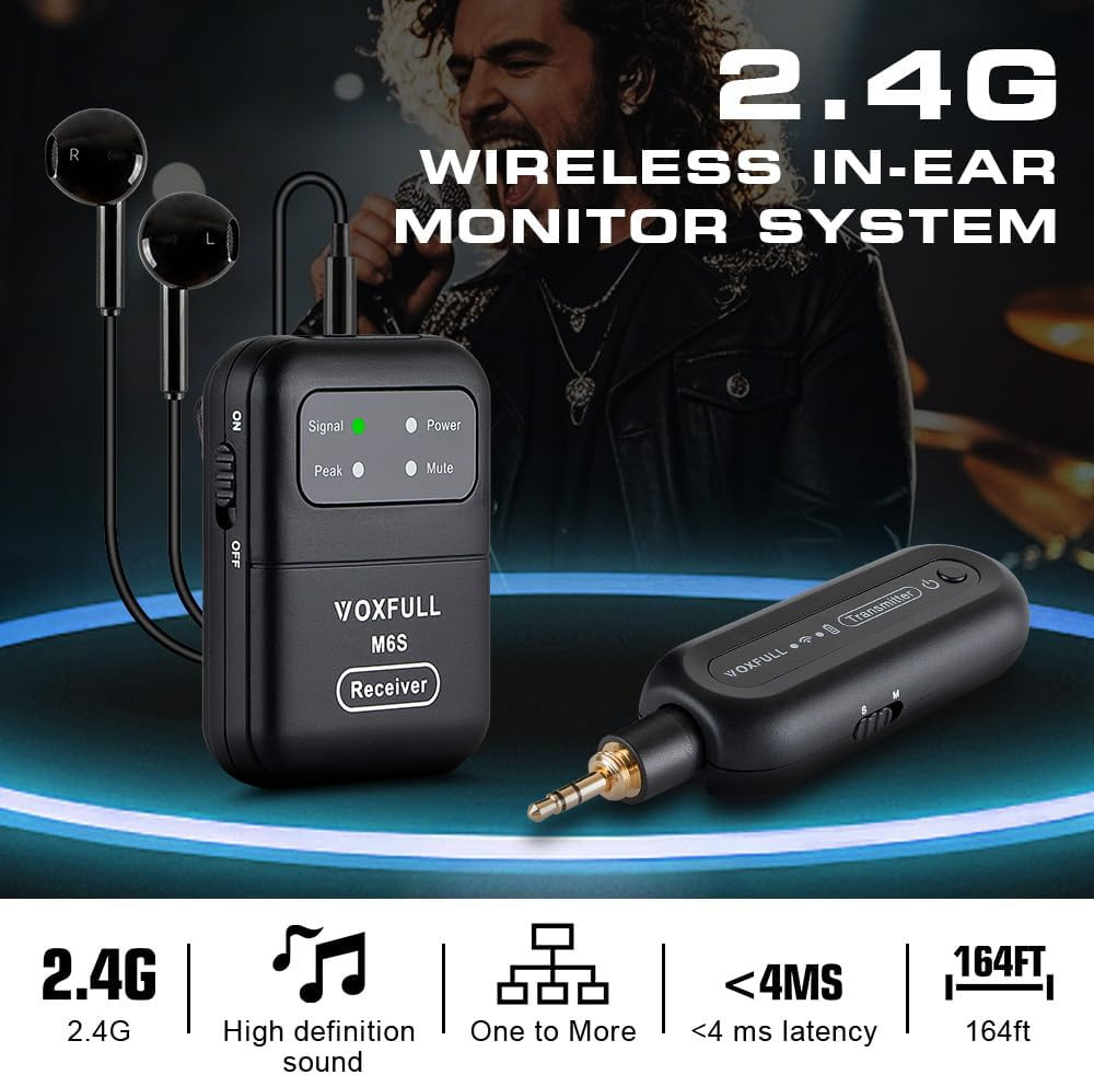 Stereo Wireless in Ear Monitor System 2.4G Wireless IEM System with Transmitter