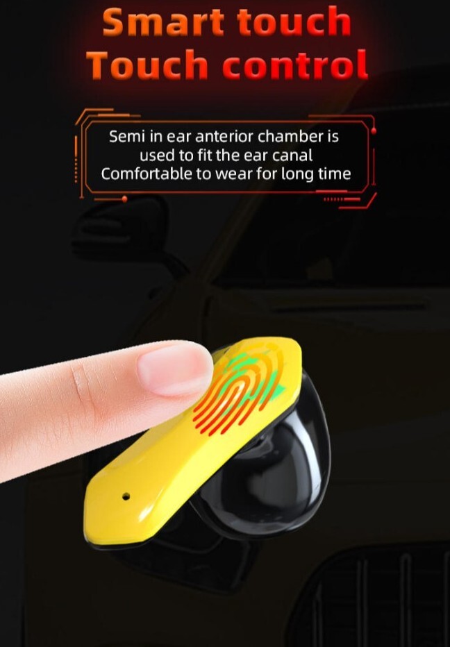 TWS Gaming & Music Earbuds BT 5.2/X16S Waterproof/Wireless Charging/Yellow