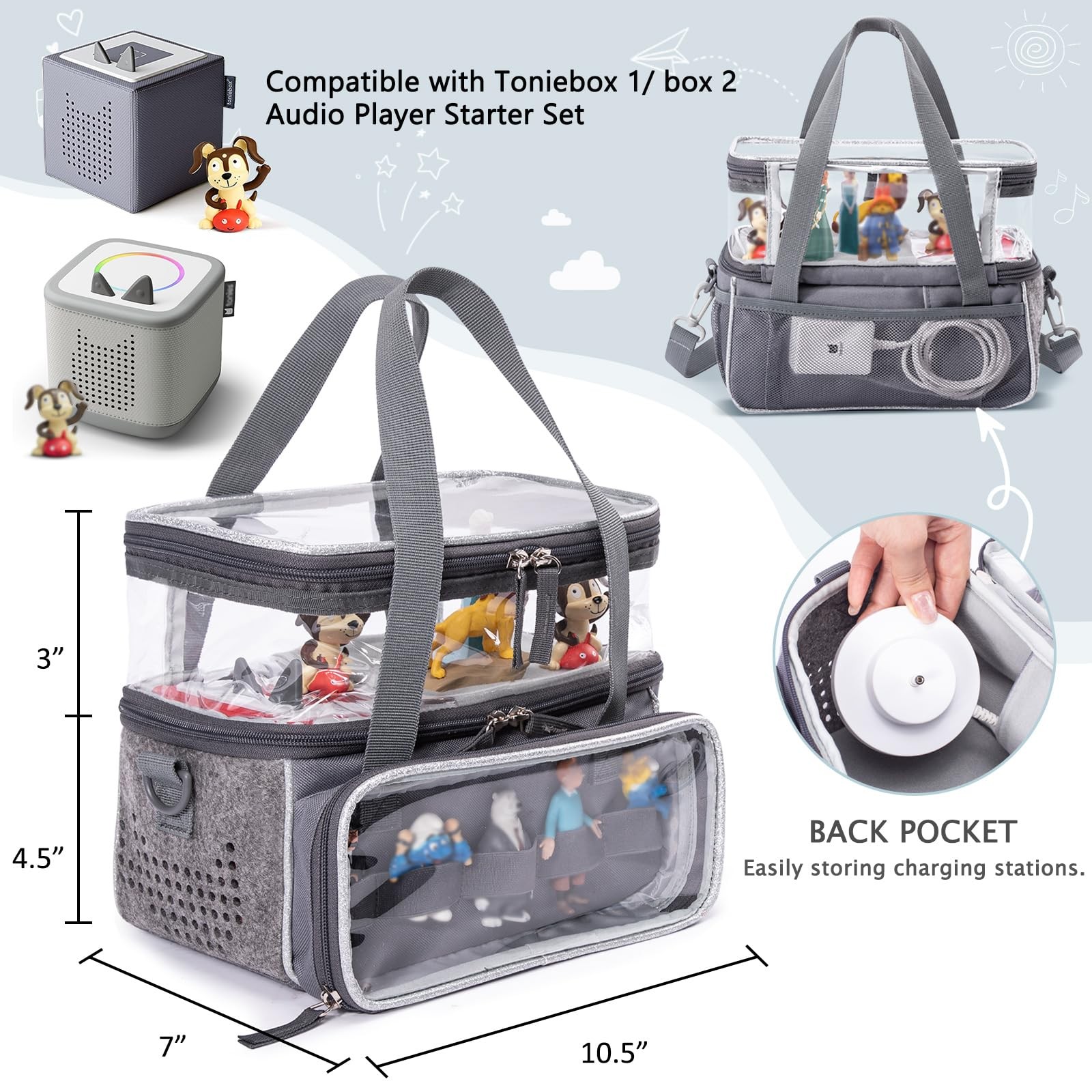 SFYBYHEART Double-Layer Carrying Case with Magnetic Bottom for Tonie Figures …