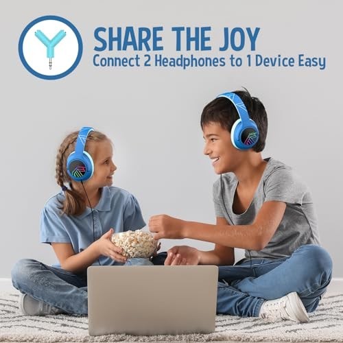 Wireless Kids Bluetooth Headphones Over Ear LED Lights Volume Limited 45H