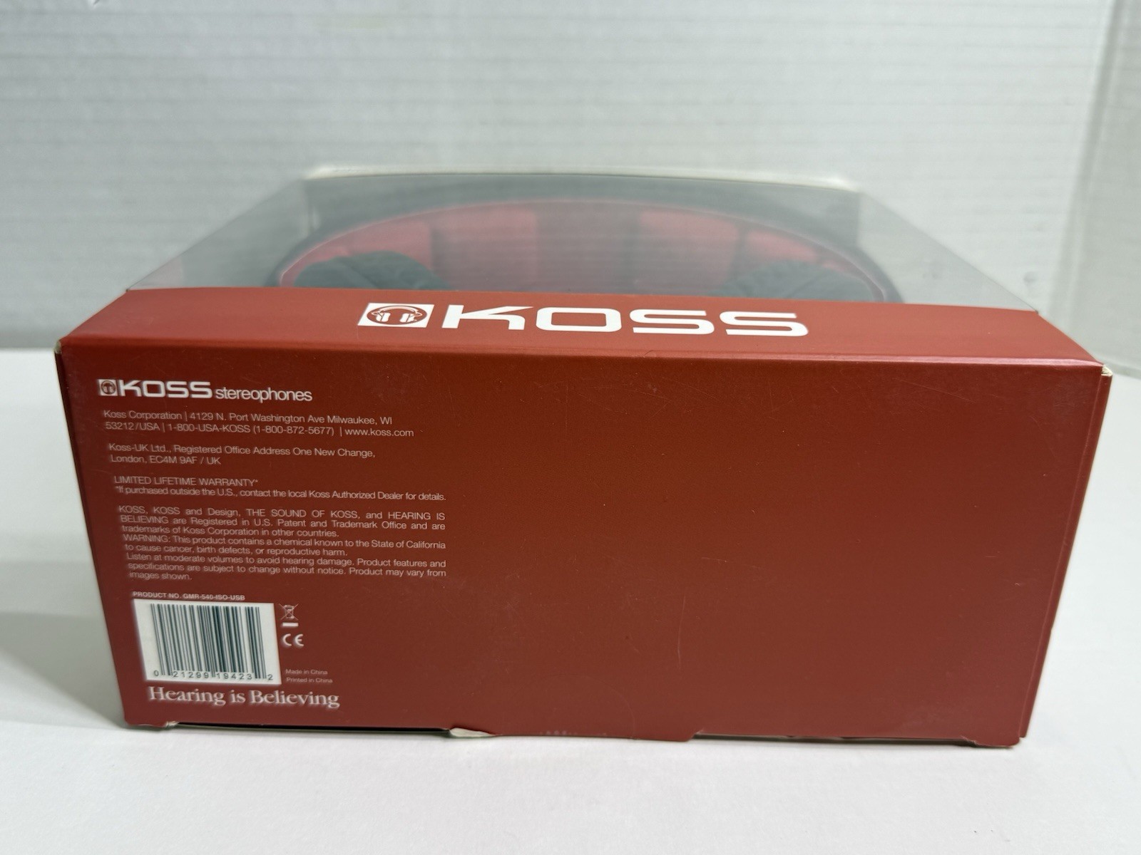 Koss Closed Back Gaming Headphones Boom Microphone USB Red GMR-540-USB OPEN BOX